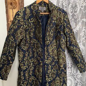 Guillaume Mid-Length black and gold pattern jacket